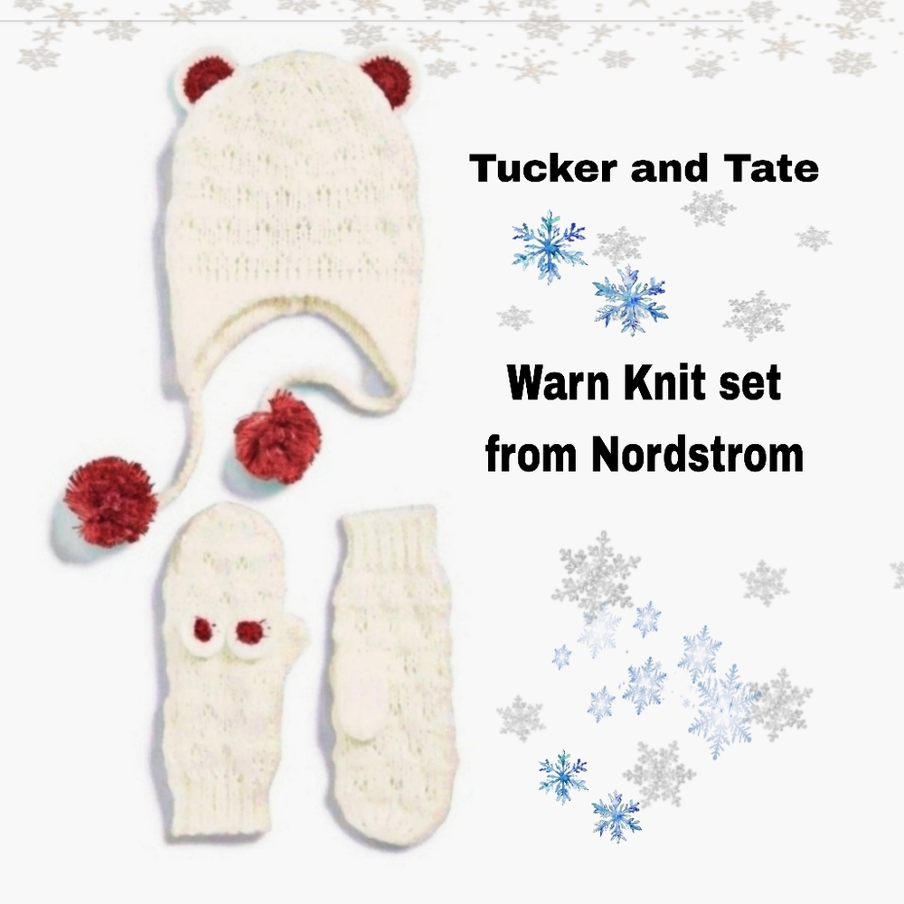 NWT 3PC SET TUCKER & TATE Nordstrom Hat mitten set w 🐻 ears - Picture 1 of 6